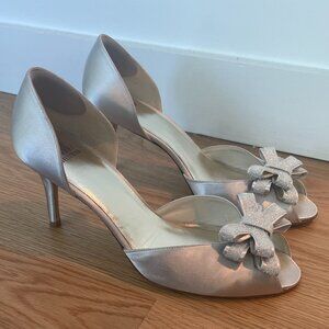 Stuart Weitzman Silver Satin Heels sz 11
